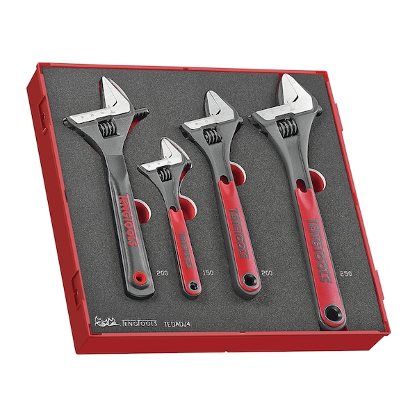 TEDADJ4 - 4 Piece Adjustable Wrench Set in EVA Tray